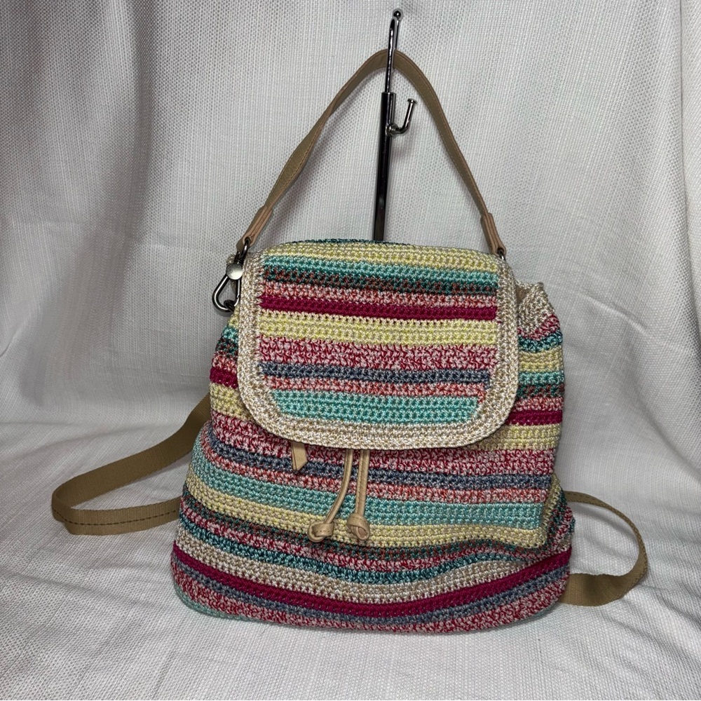 The Sal Sayulita Multicolor Eden Stripe Crochet Backpack - Picture 3 of 8